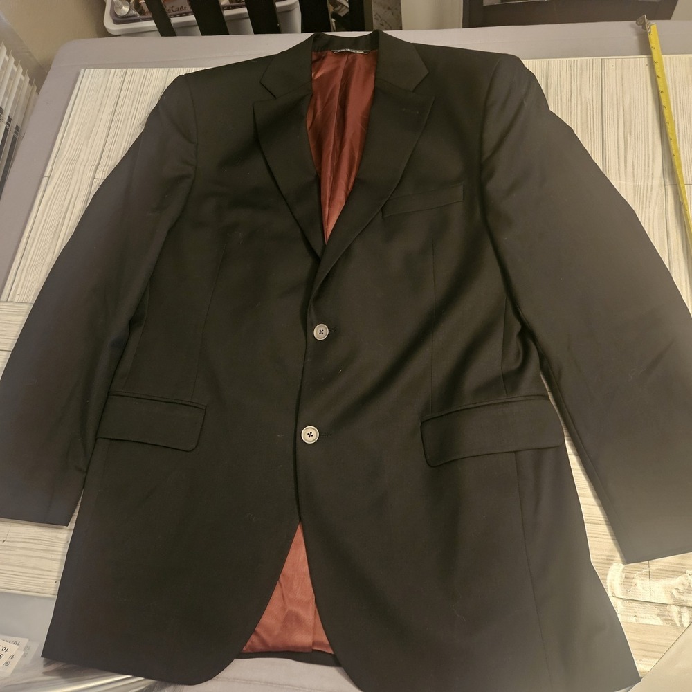 Jack Victor Blazer Mens 42 Large‎ Black Wool Super 110s Two Button Italy Lined